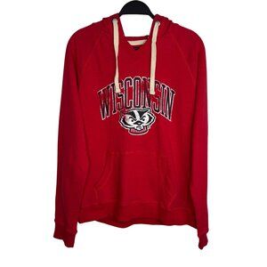 Vintage Y2K Wisconsin Badgers Red V Neck Hoodie Men’s Medium